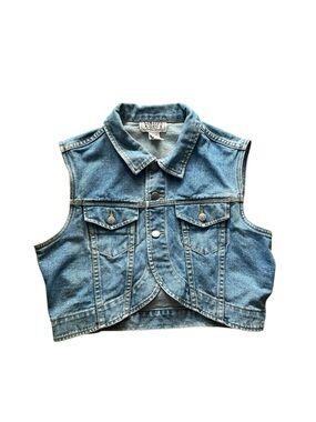 VINTAGE Limited Jeans Woman’s Vest Denim Button Up Size Large 100% cotton